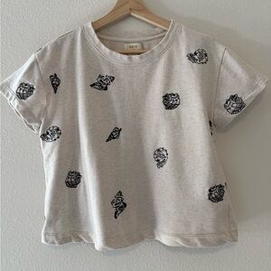 Anthropologie Maeve Embroidered Seashell Top